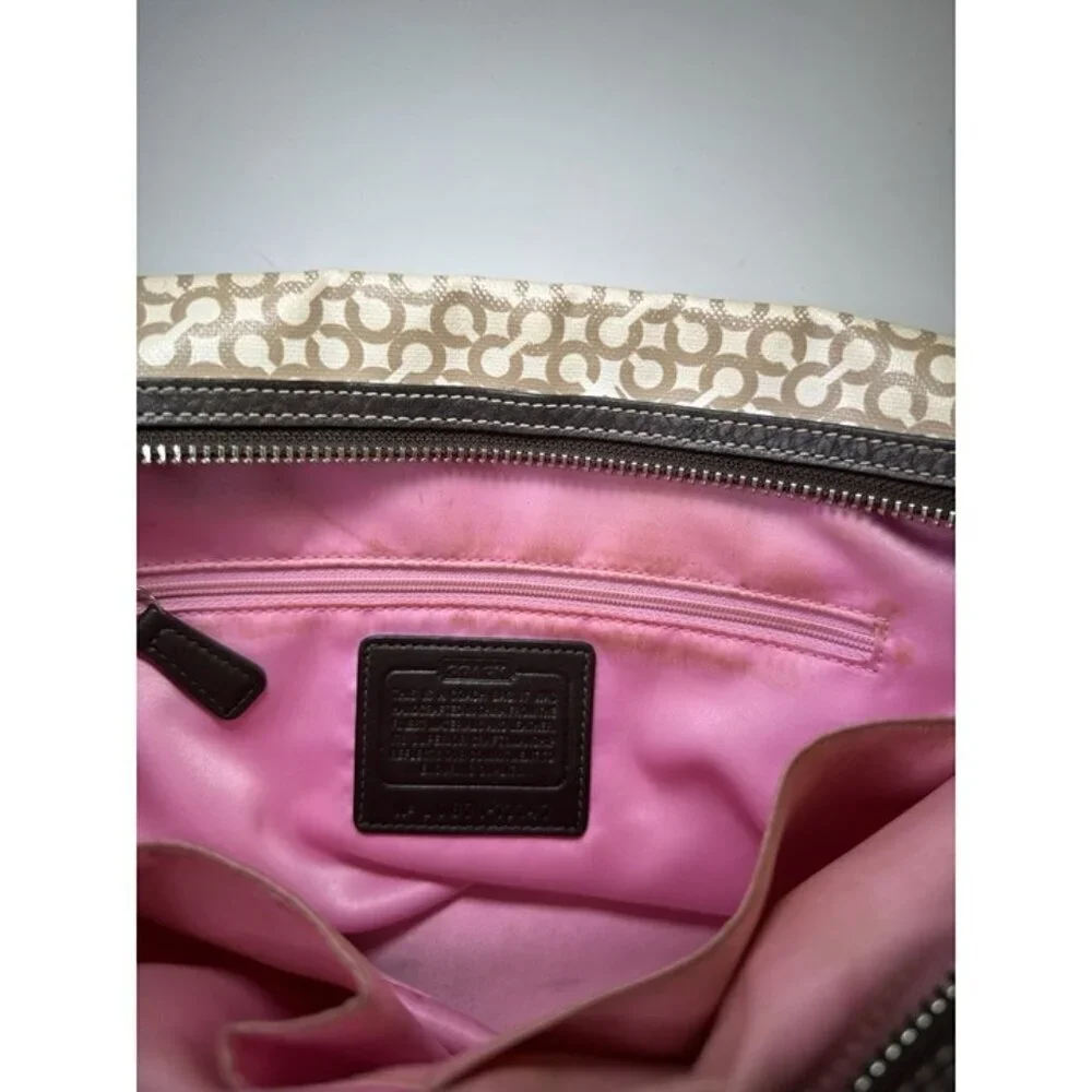 COACH Penelope Op Art Brown Leather Coated Canvas Satchel Shoulder Bag 13147